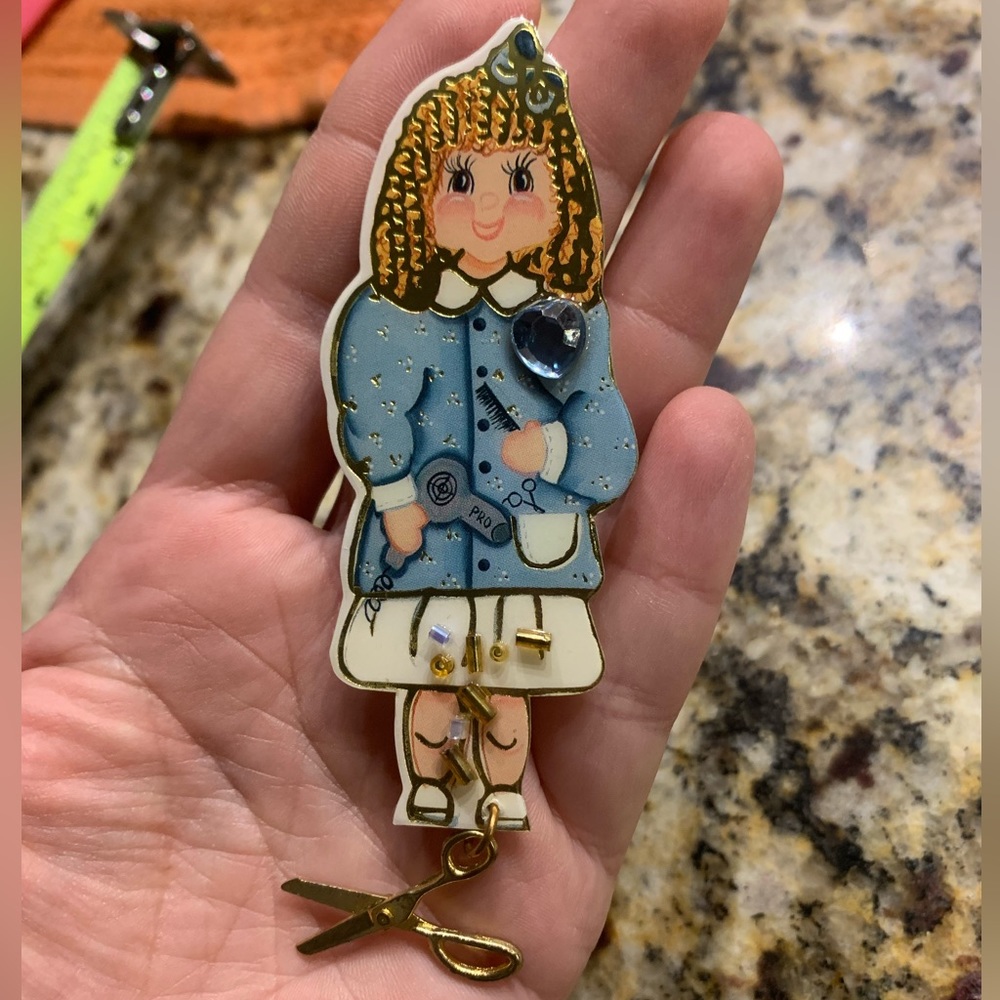 Rare Vintage Bagatelle 1993 #3 Brooch “Hair stylist cosmetology”